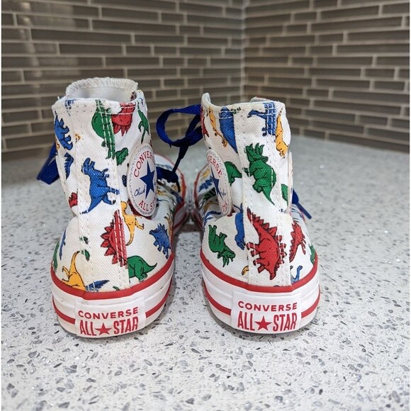 Converse Dinoverse white blue dino dinosaur trex high top sneakers kids size 1 - Picture 5 of 9